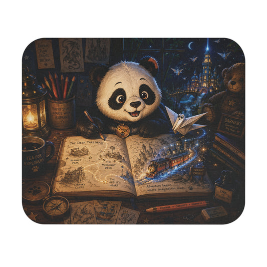 Mouse Pad - Cute Panda Reading Nighttime Storybook Desk Mat
