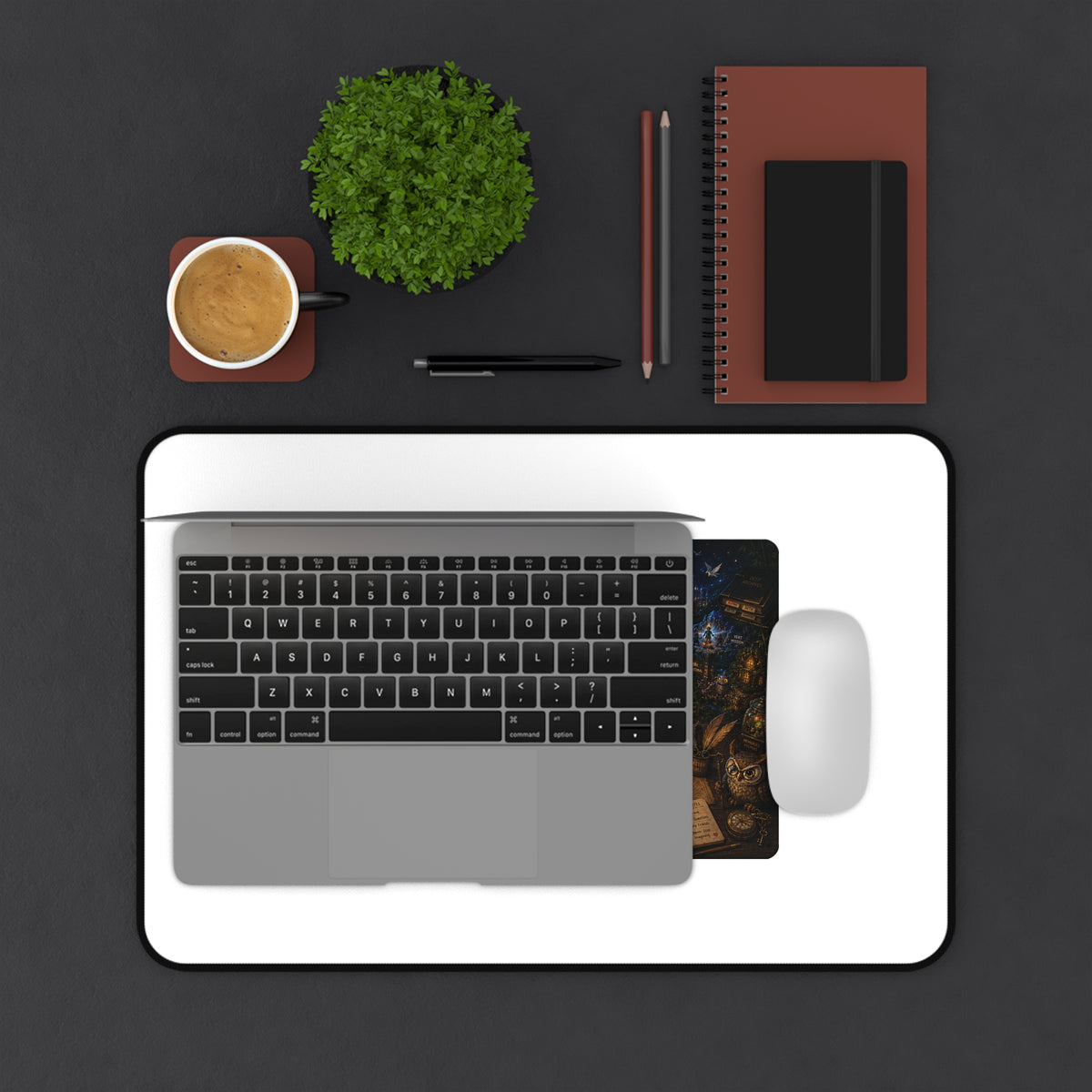 Mystic Night Study Desk Mat — Cozy Panda Wizardry Gaming Mouse Pad