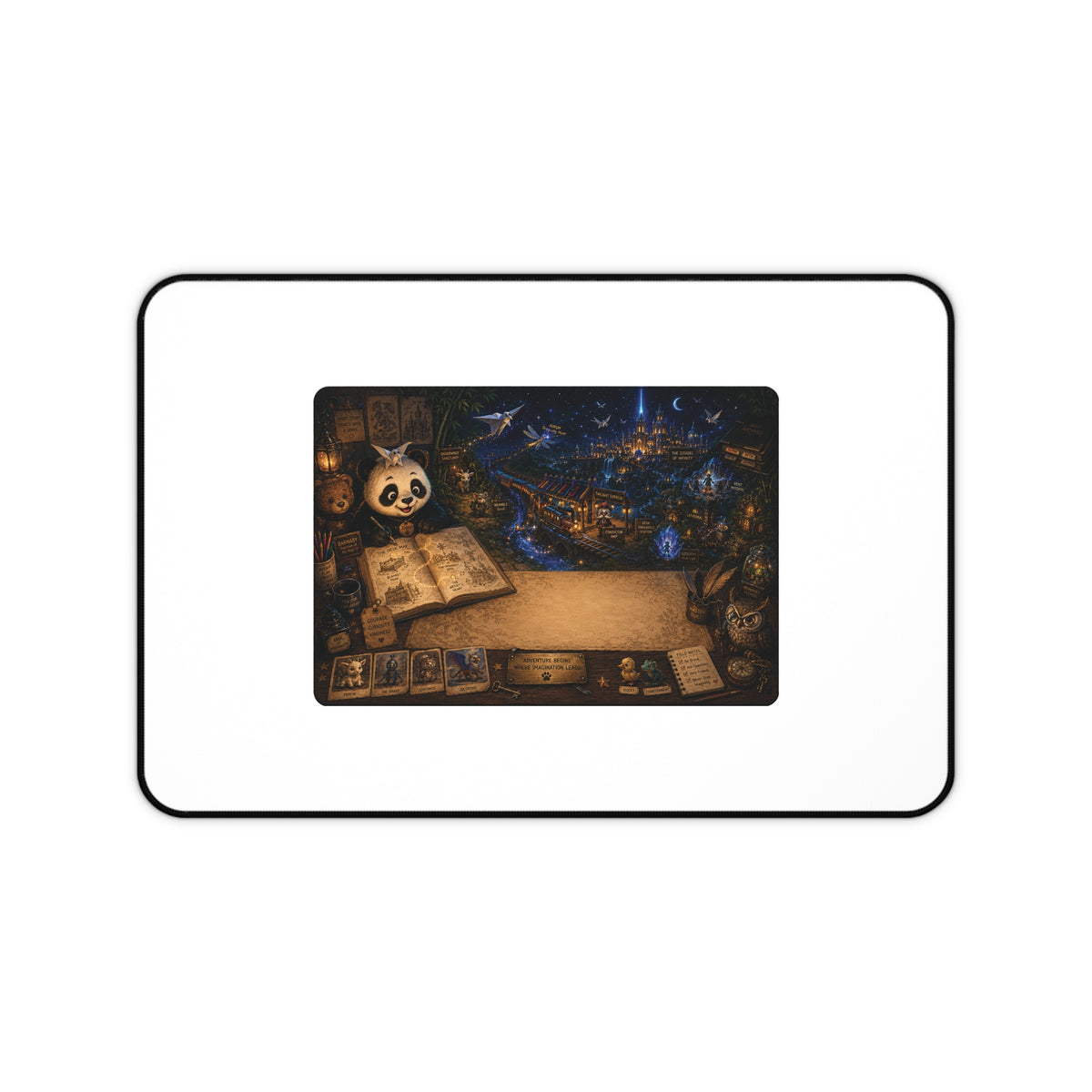 Mystic Night Study Desk Mat — Cozy Panda Wizardry Gaming Mouse Pad